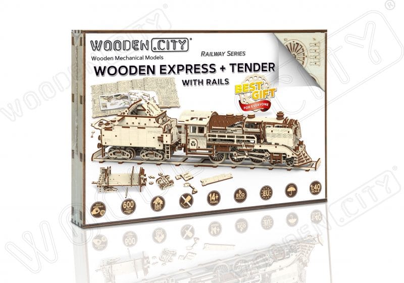 wooden city express + tender + tory kolejowe opakowanie